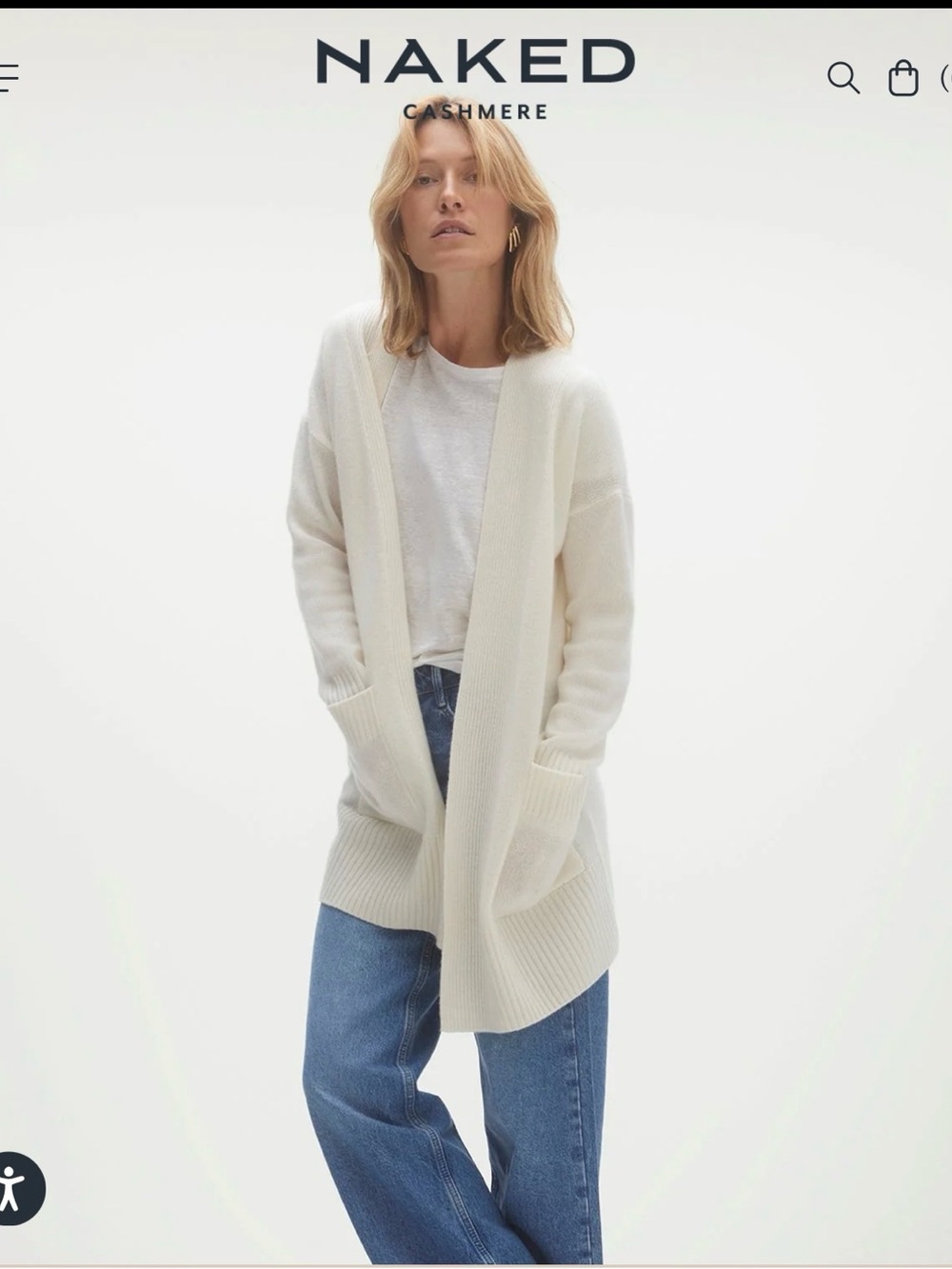 Naked cashmere Cream Open-Front Ribbed Pocket Cardigan - Picture 3 of 14